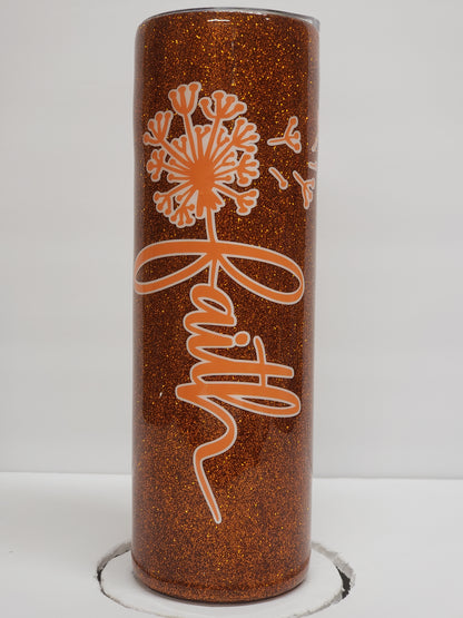 30oz Epoxy Tumbler "Faith" Dandelion Orange