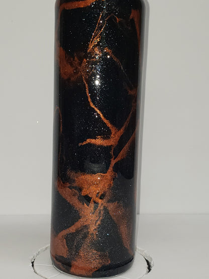 30oz Epoxy Tumbler Orange and black galaxy