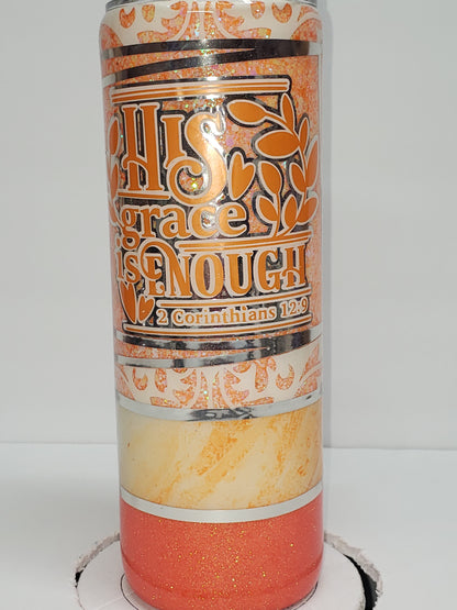 20oz Orange "His Grace Is Enough" Tuxedo Style tumbler