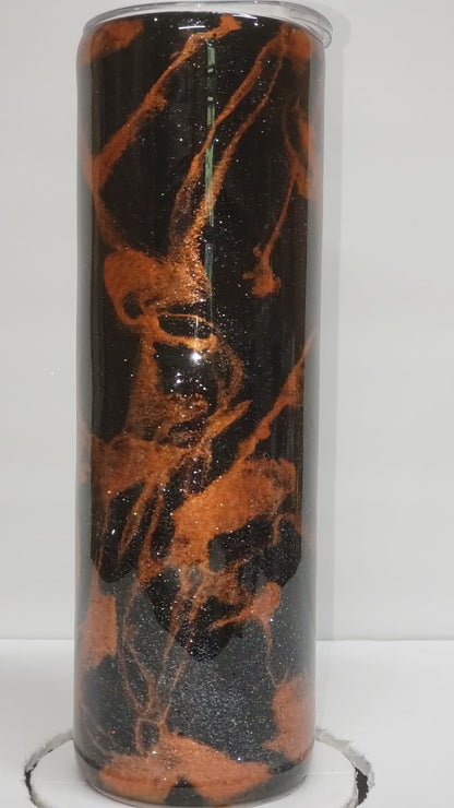 30oz Epoxy Tumbler Orange and black galaxy