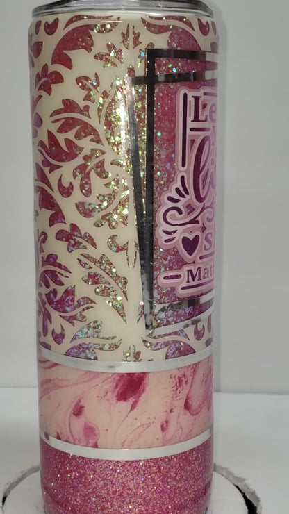 20oz Magenta "Let your light shine Matthew 5:16" Tuxedo Style tumbler